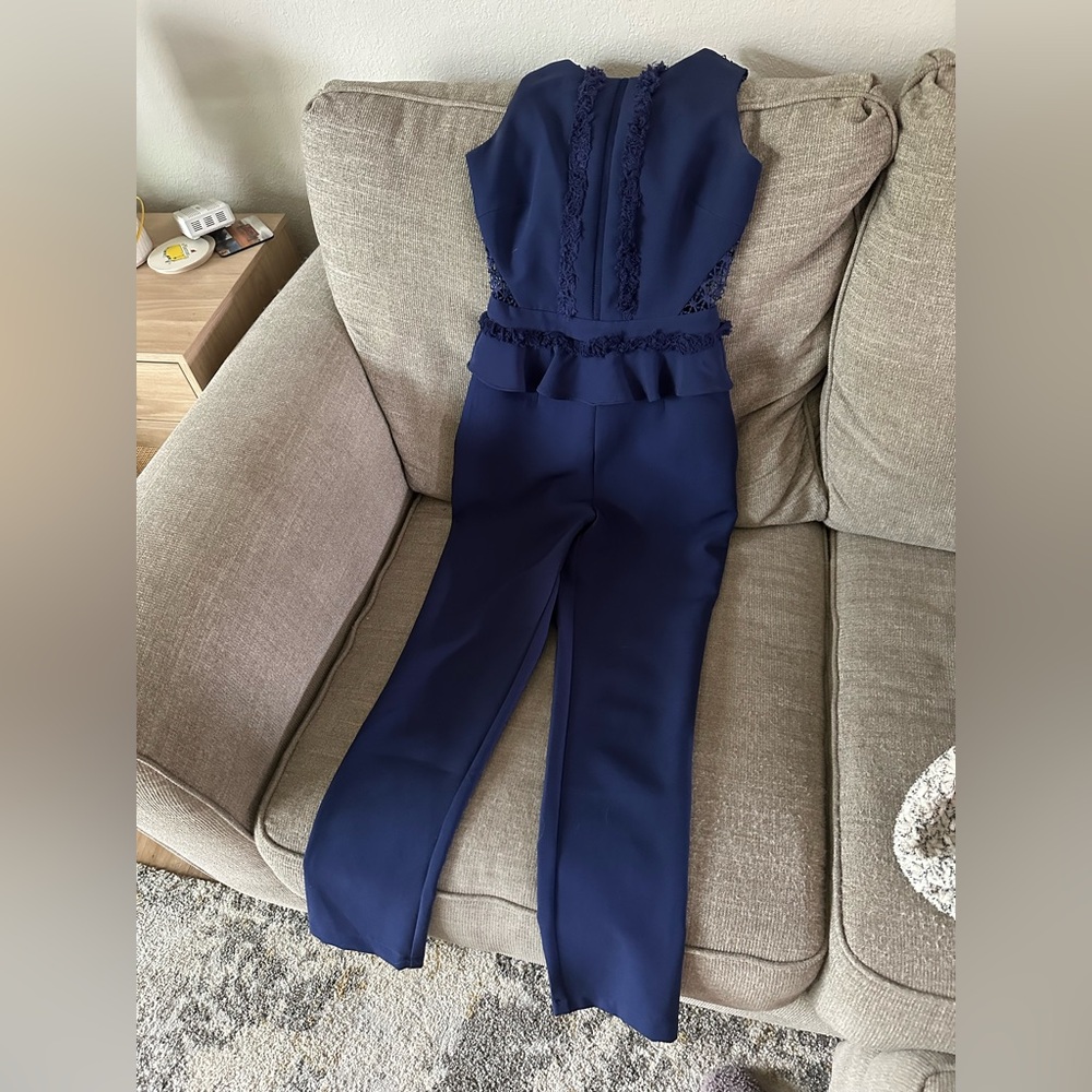 Adelyn Rae Navy Lace Jumpsuit
